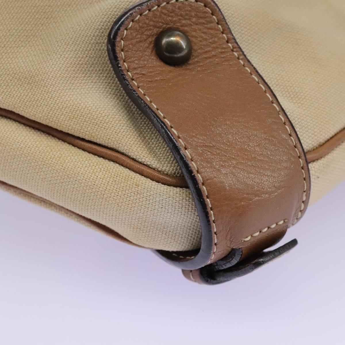 BURBERRY Blue Label Shoulder Bag Canvas Leather Beige Auth