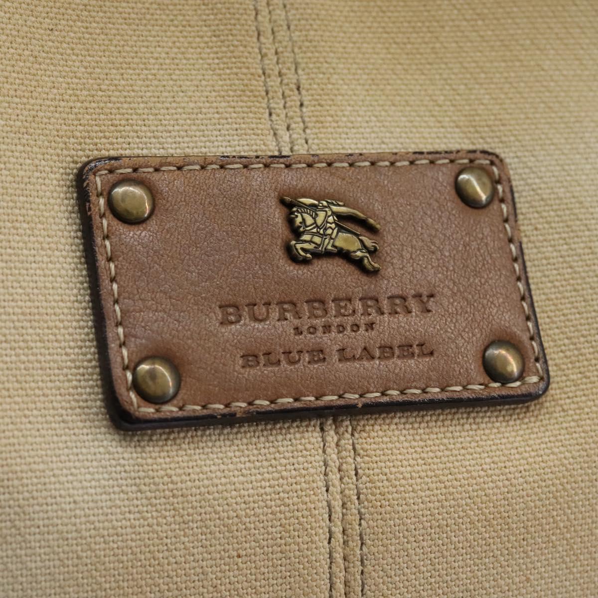 BURBERRY Blue Label Shoulder Bag Canvas Leather Beige Auth hk2084