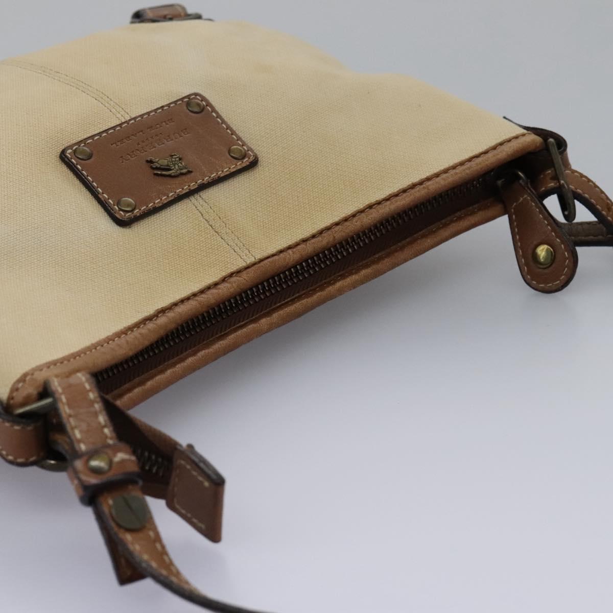 BURBERRY Blue Label Shoulder Bag Canvas Leather Beige Auth hk2084