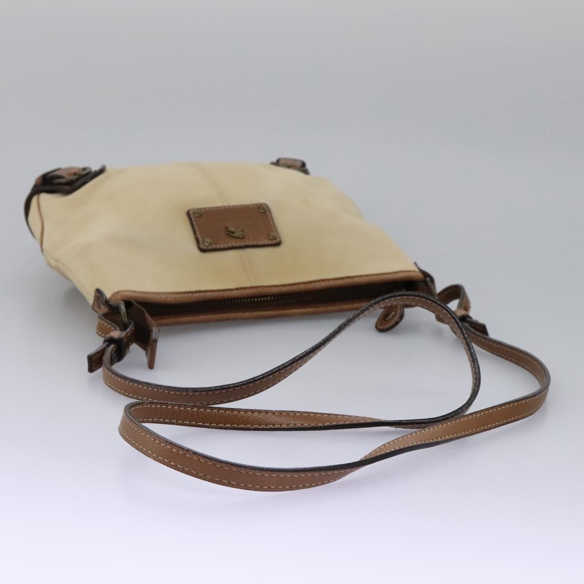 BURBERRY Blue Label Shoulder Bag Canvas Leather Beige Auth