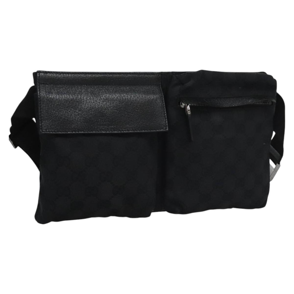 GUCCI GG Canvas Waist bag Black Silver 28566 Auth hk2128 | eBay