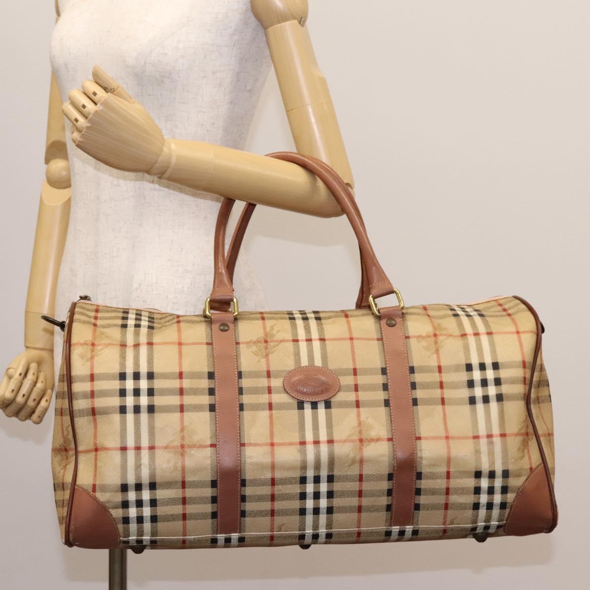 Burberrys Nova Check Boston Bag PVC Beige Auth hk2346 | eBay