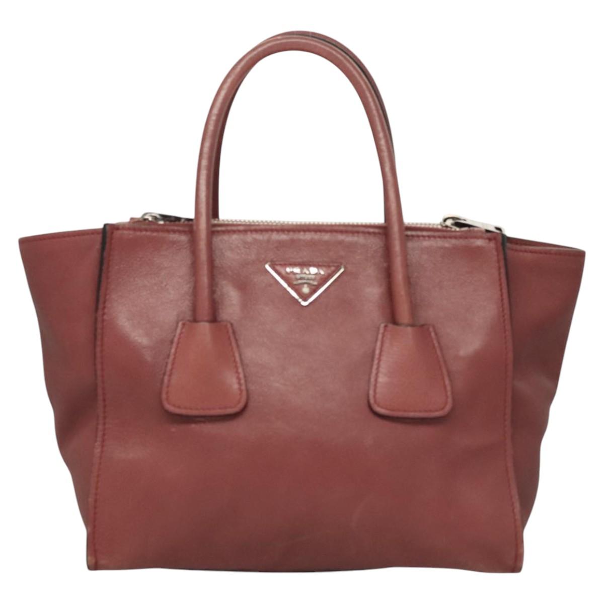 【PRADA】HANDBAG PRADA Logo 2Way Shoulder Hand Bag Saffiano Leather Cammeo