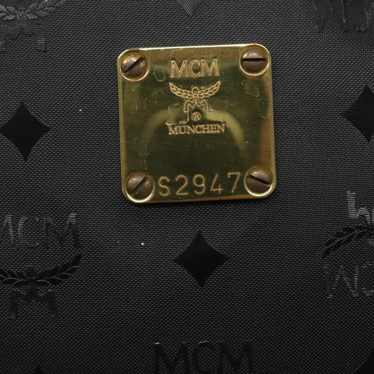 MCM Vicetos Logogram Shoulder Bag PVC Black Gold Auth hk2417