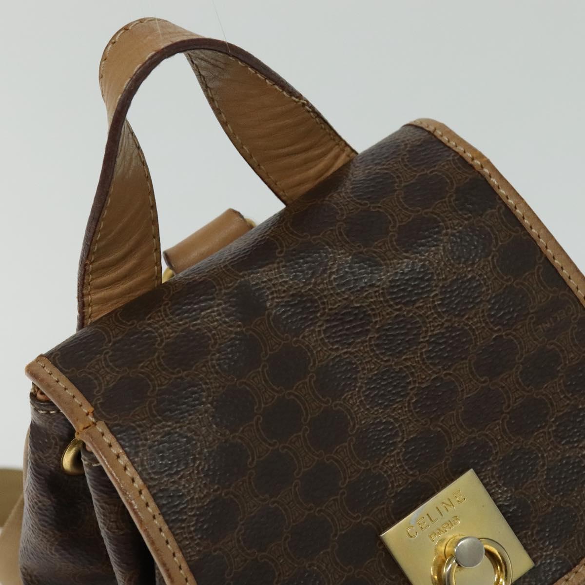 CELINE Macadam Canvas Backpack PVC Leather Brown Gold Auth  display picture 1
