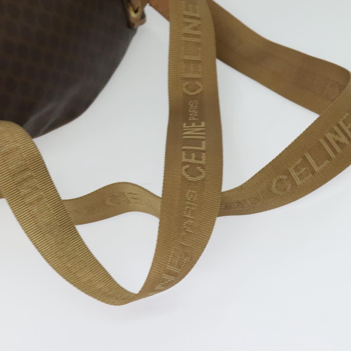 CELINE Macadam Canvas Backpack PVC Leather Brown Gold Auth 