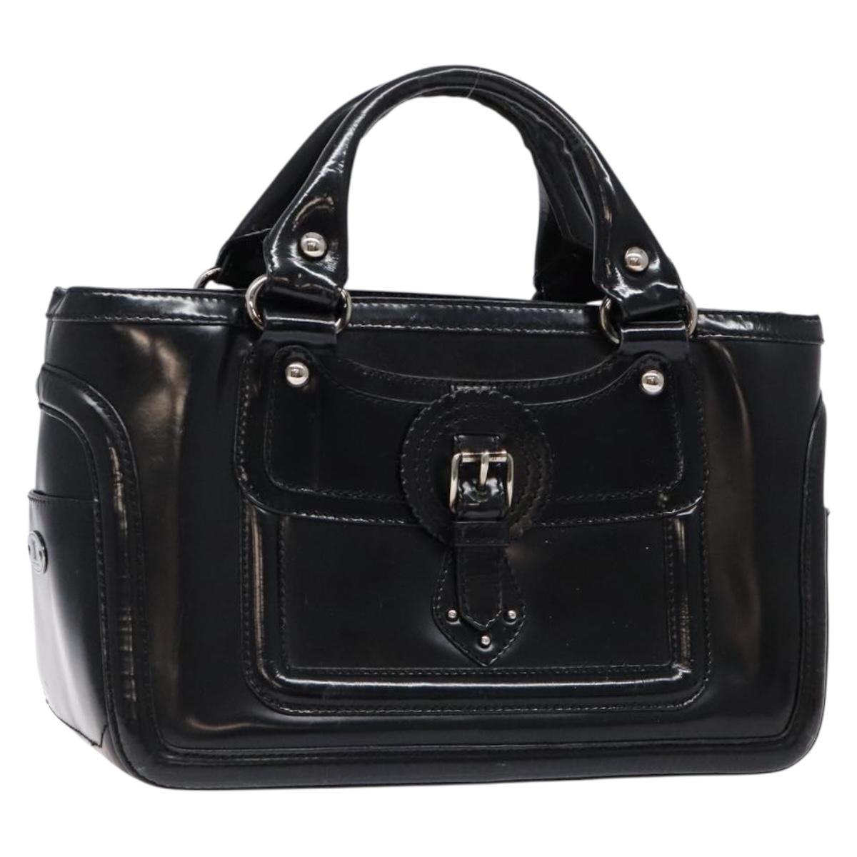 CELINE Boogie Bag Hand Bag Enamel Black Silver Auth hk2921 | eBay