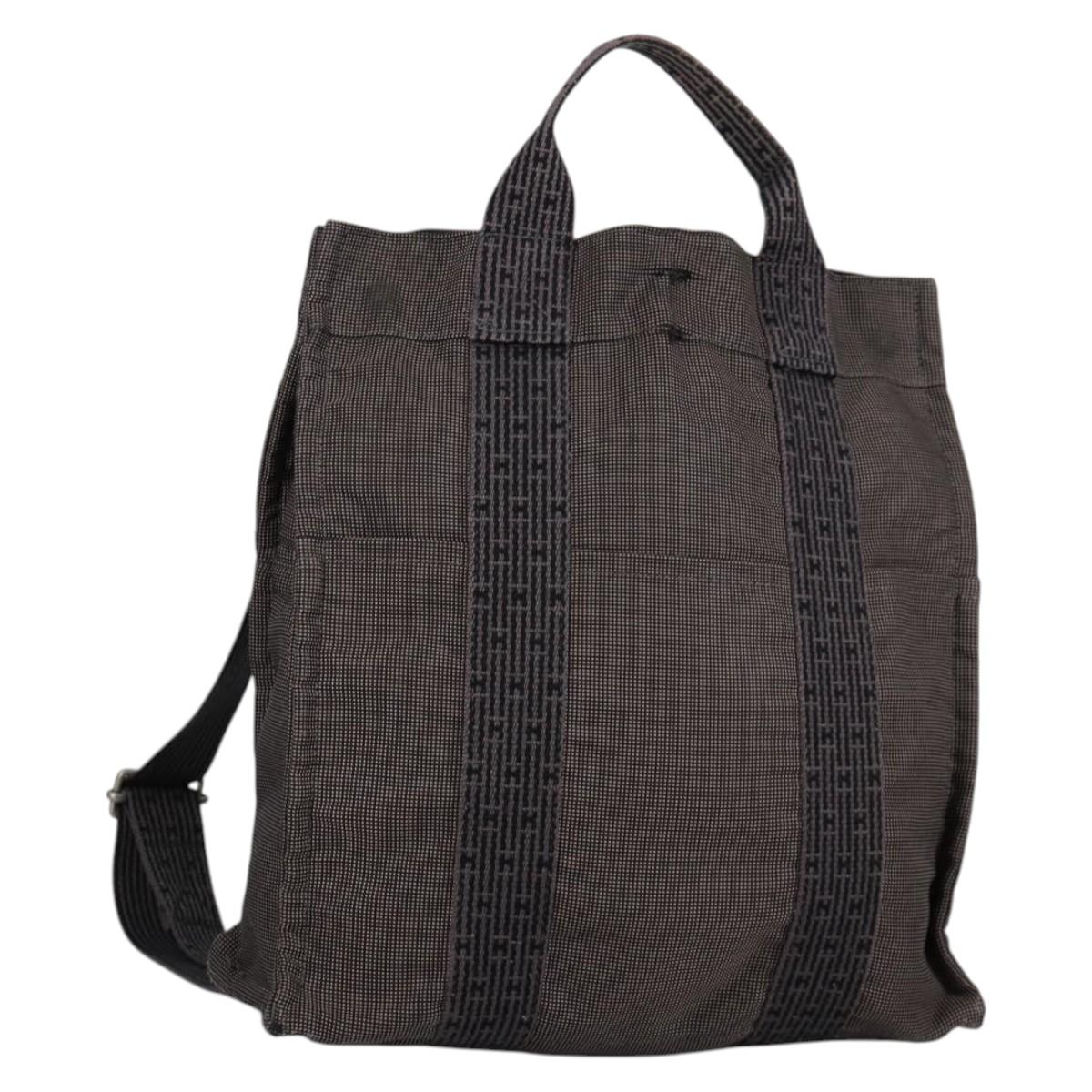 HERMES Her Line A Dos MM Backpack Canvas Gray Silver Auth  display picture 3