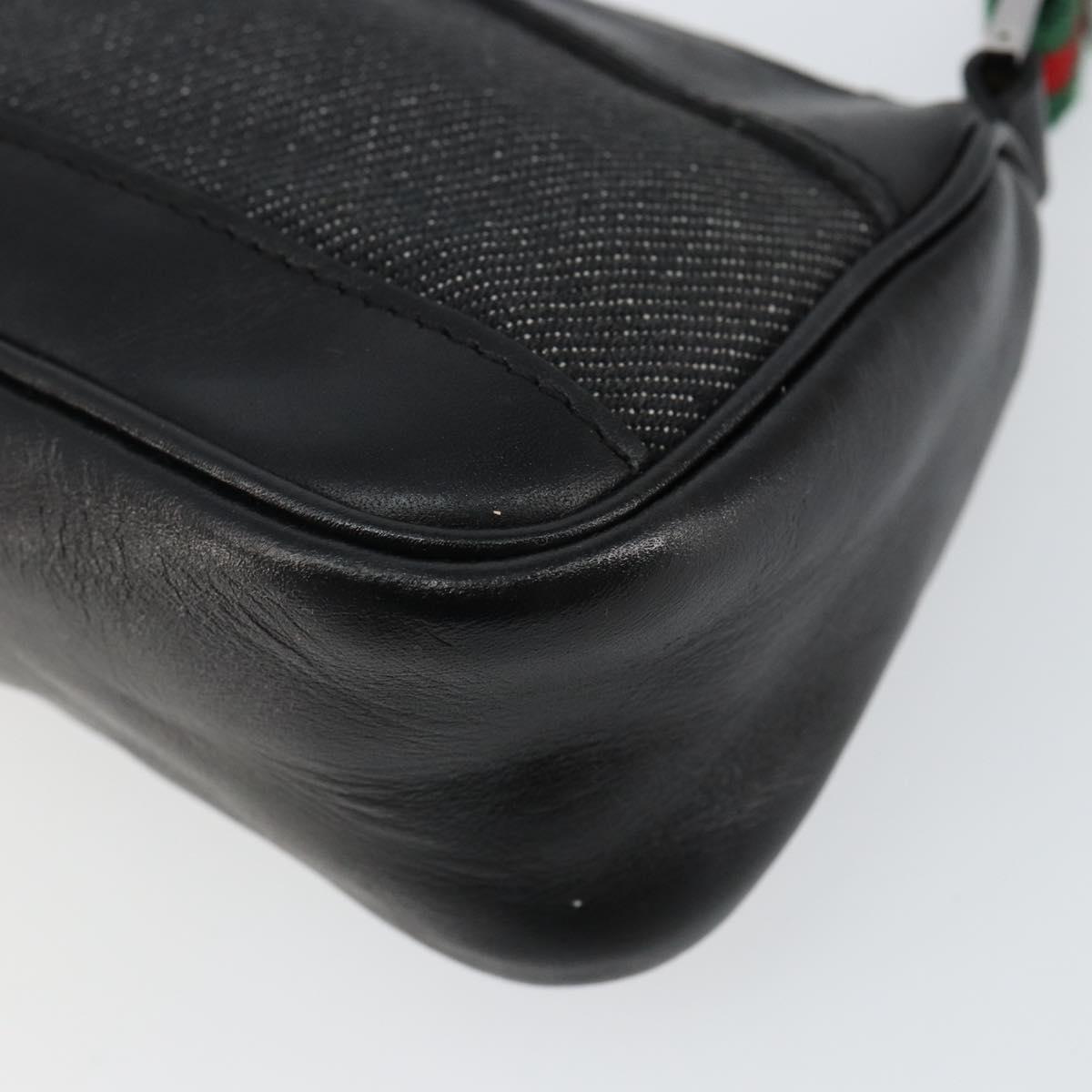 GUCCI Web Sherry Line Accessory Pouch Canvas Black Silver Red 