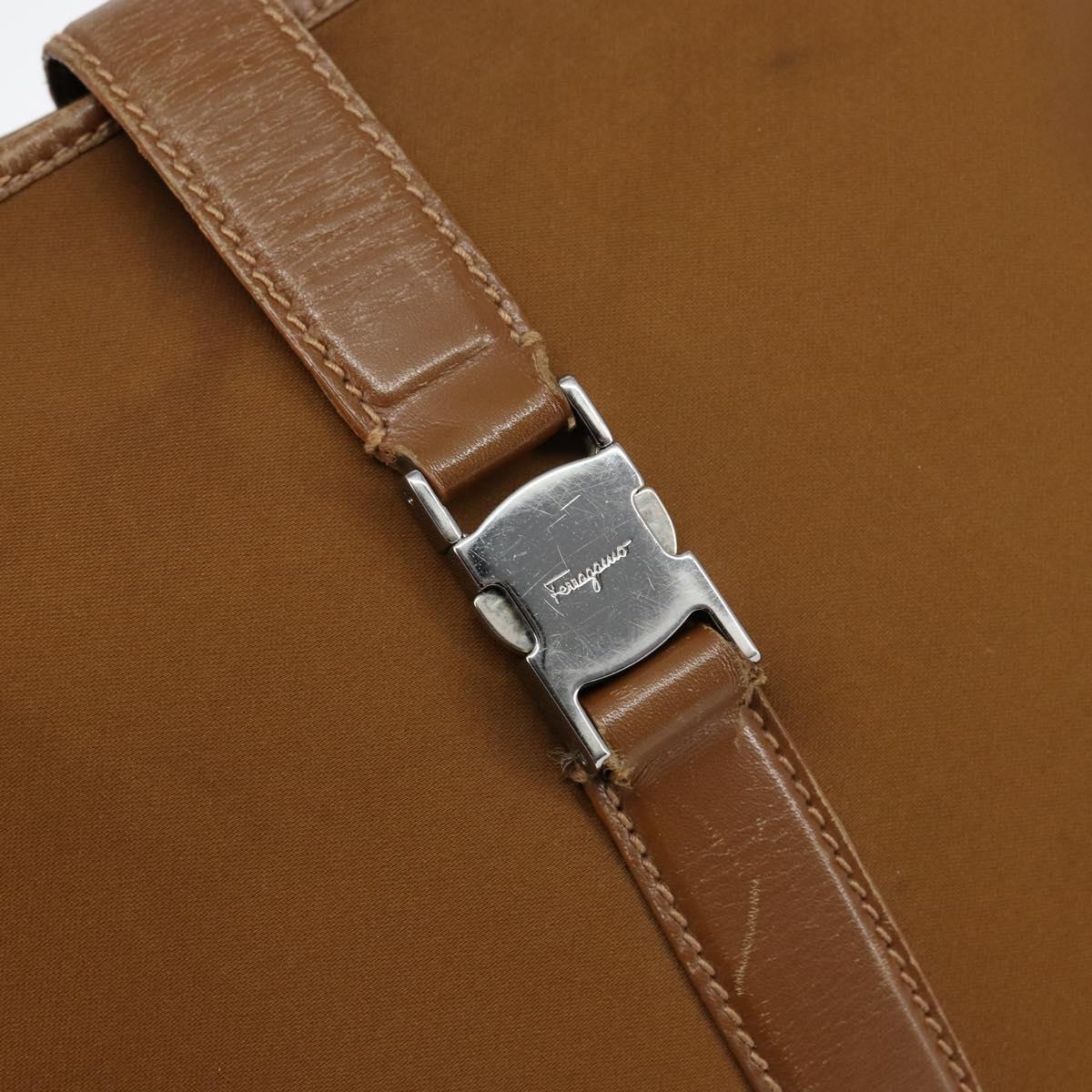 Salvatore Ferragamo Shoulder Bag Nylon Brown Silver Auth hk3129 | eBay
