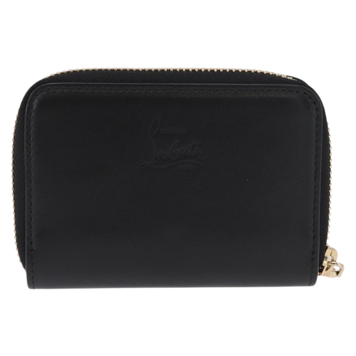Christian Louboutin Studs Panettone Coin Purse Leather Black Auth Christian Louboutin Studs Panettone Coin Purse Leather Black Auth