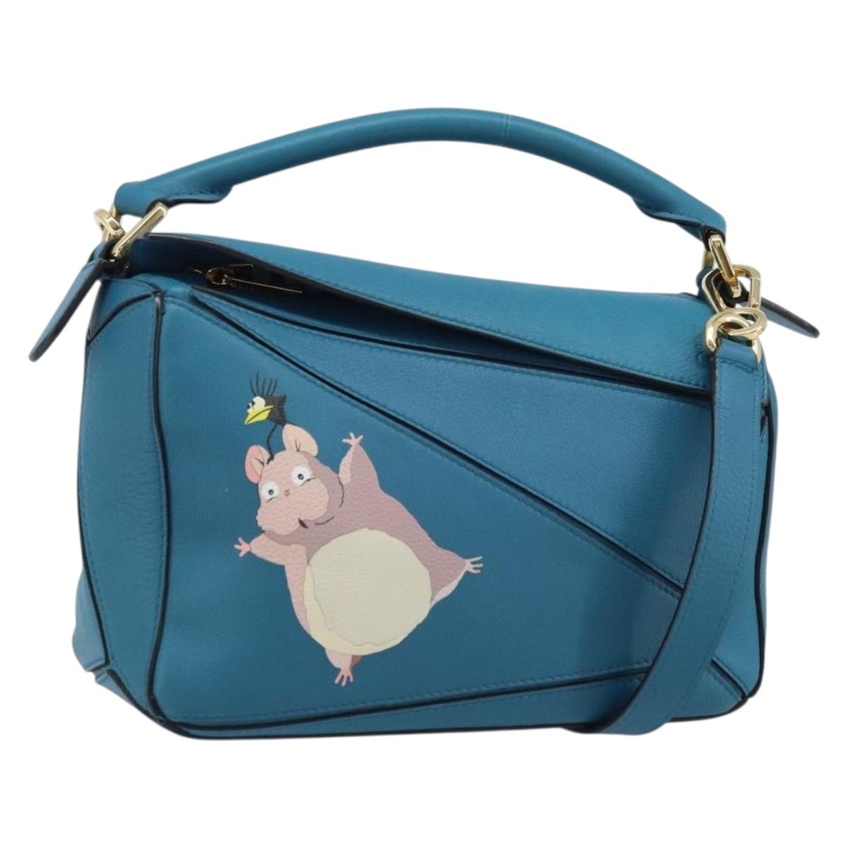 LOEWE × Studio Ghibli Puzzle bag Hand Bag Leather 2way Blue Gold