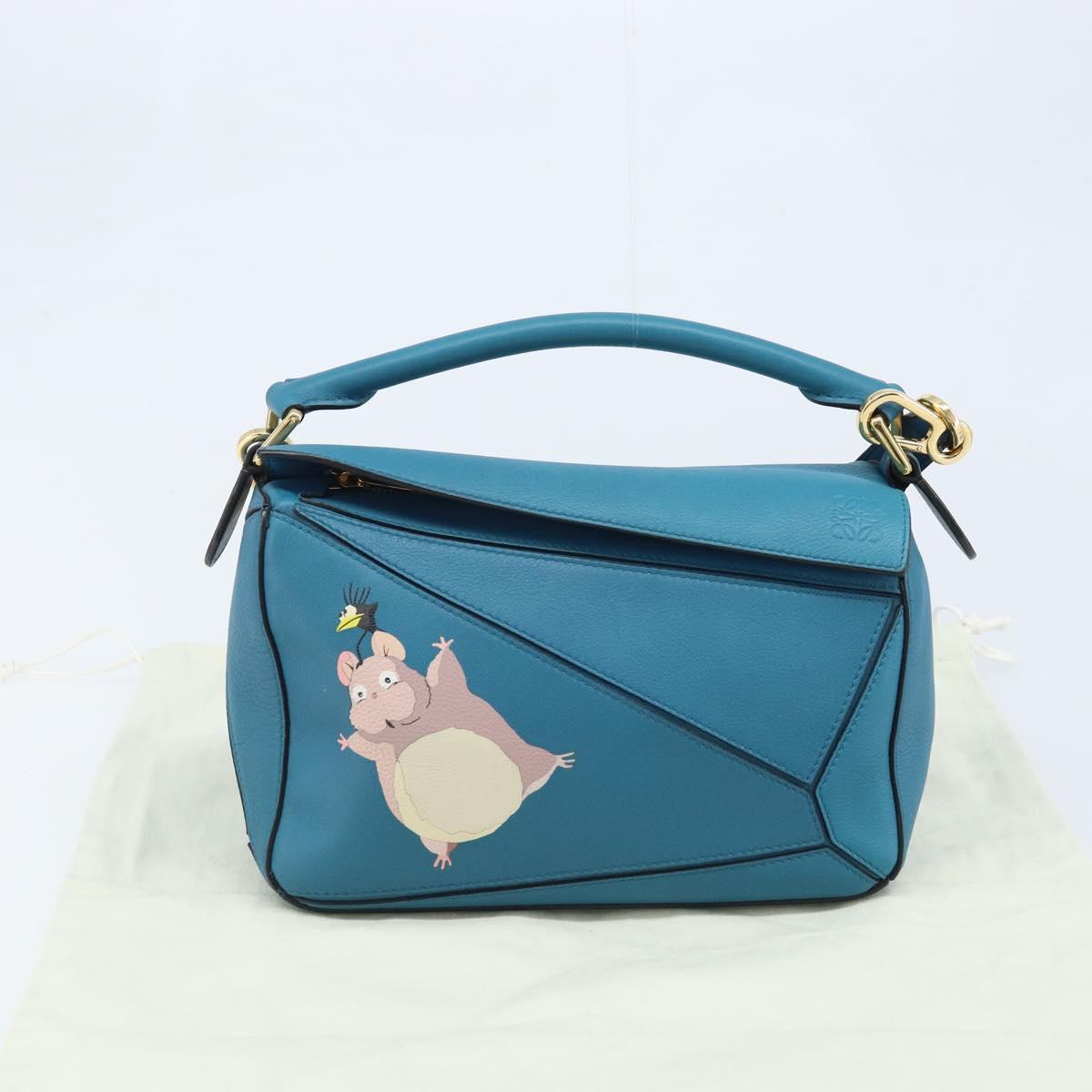 LOEWE × Studio Ghibli Puzzle bag Hand Bag Leather 2way Blue Gold