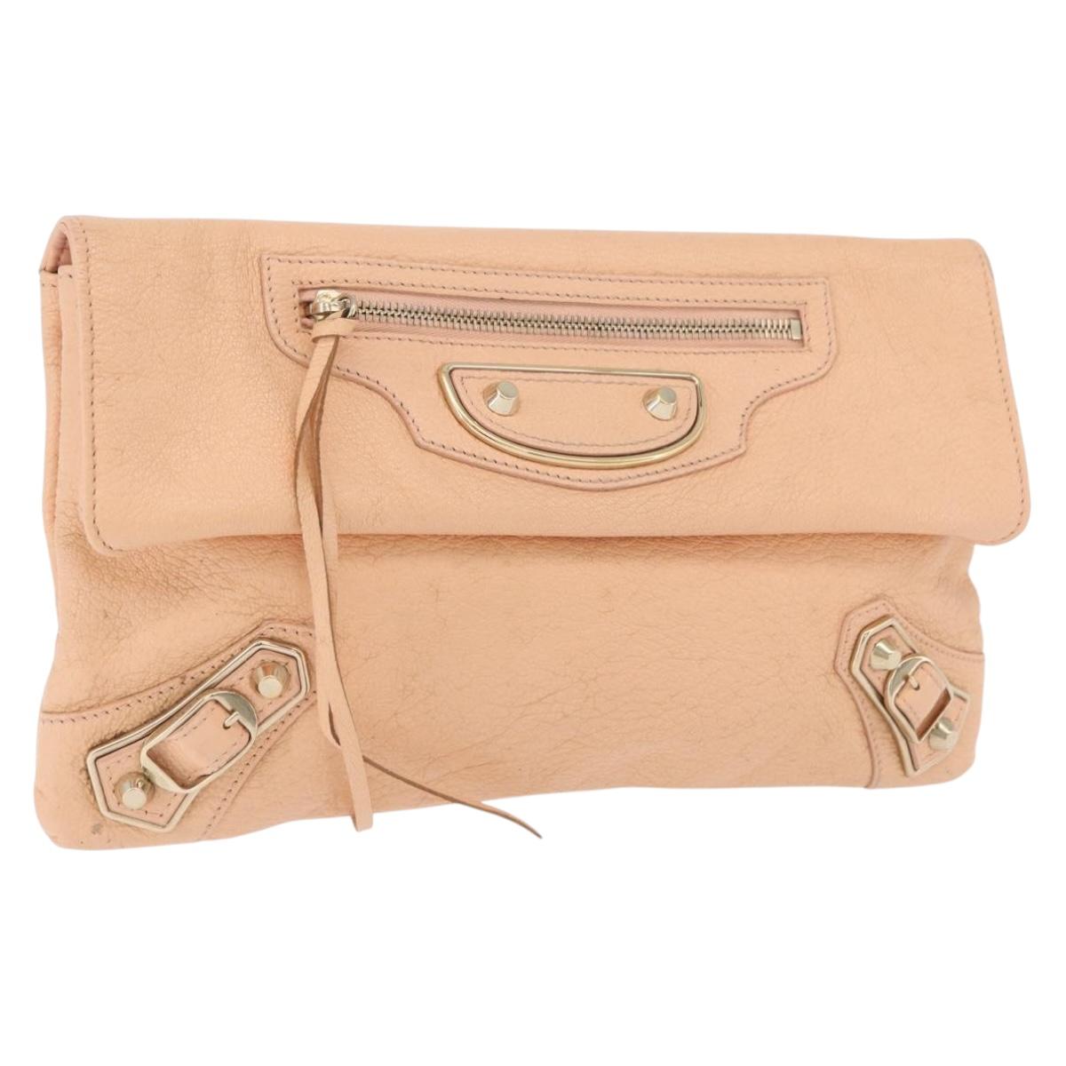 BALENCIAGA Metallic Edge Classic Envelope Bag Leather Pale Orange