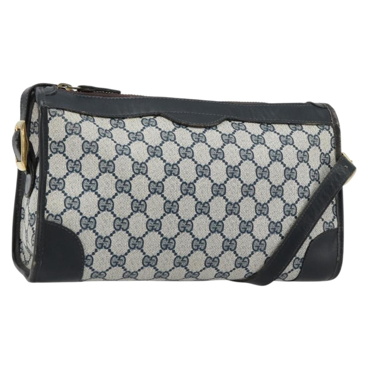 GUCCI GG Supreme Shoulder Bag PVC Navy Gold Auth ka4364 | eBay