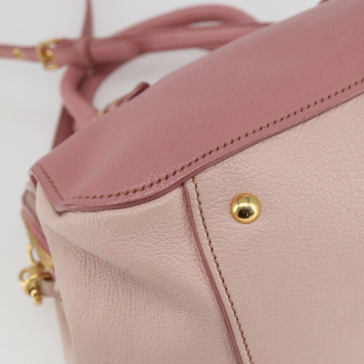 Miu Miu Hand Bag Leather 2way Pink Gold Auth ka838 | eBay
