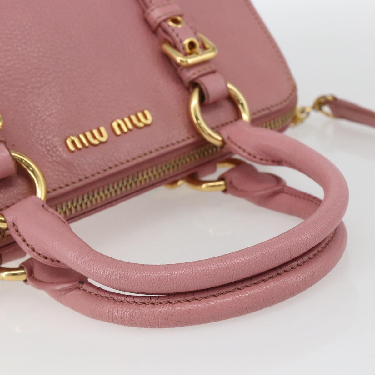 Miu Miu Hand Bag Leather 2way Pink Gold Auth ka838 | eBay