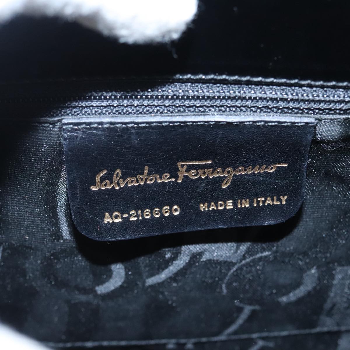 Salvatore Ferragamo Gancini Shoulder Bag Patent 2way Black Gold