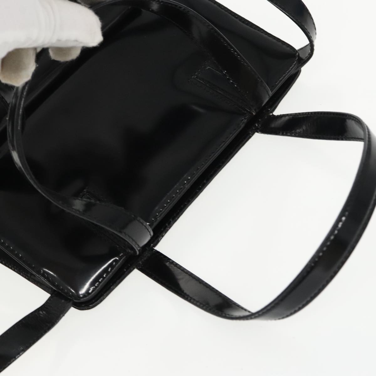 Salvatore Ferragamo Gancini Shoulder Bag Patent 2way Black Gold