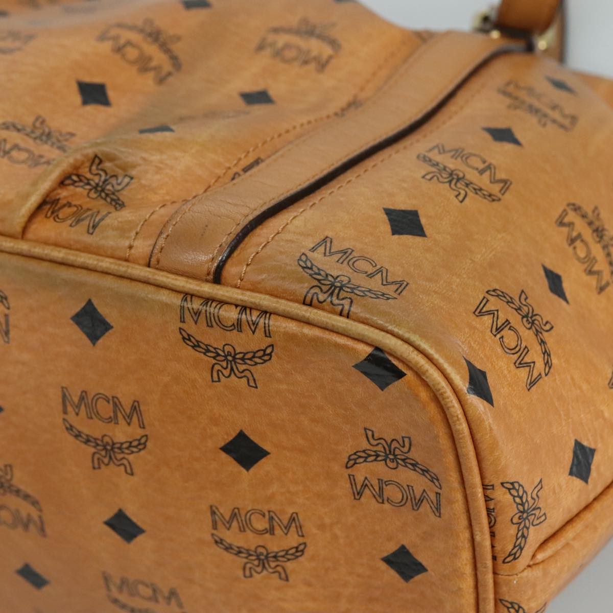 MCM Vicetos Logogram Tote Bag PVC Leather 2way Brown Auth