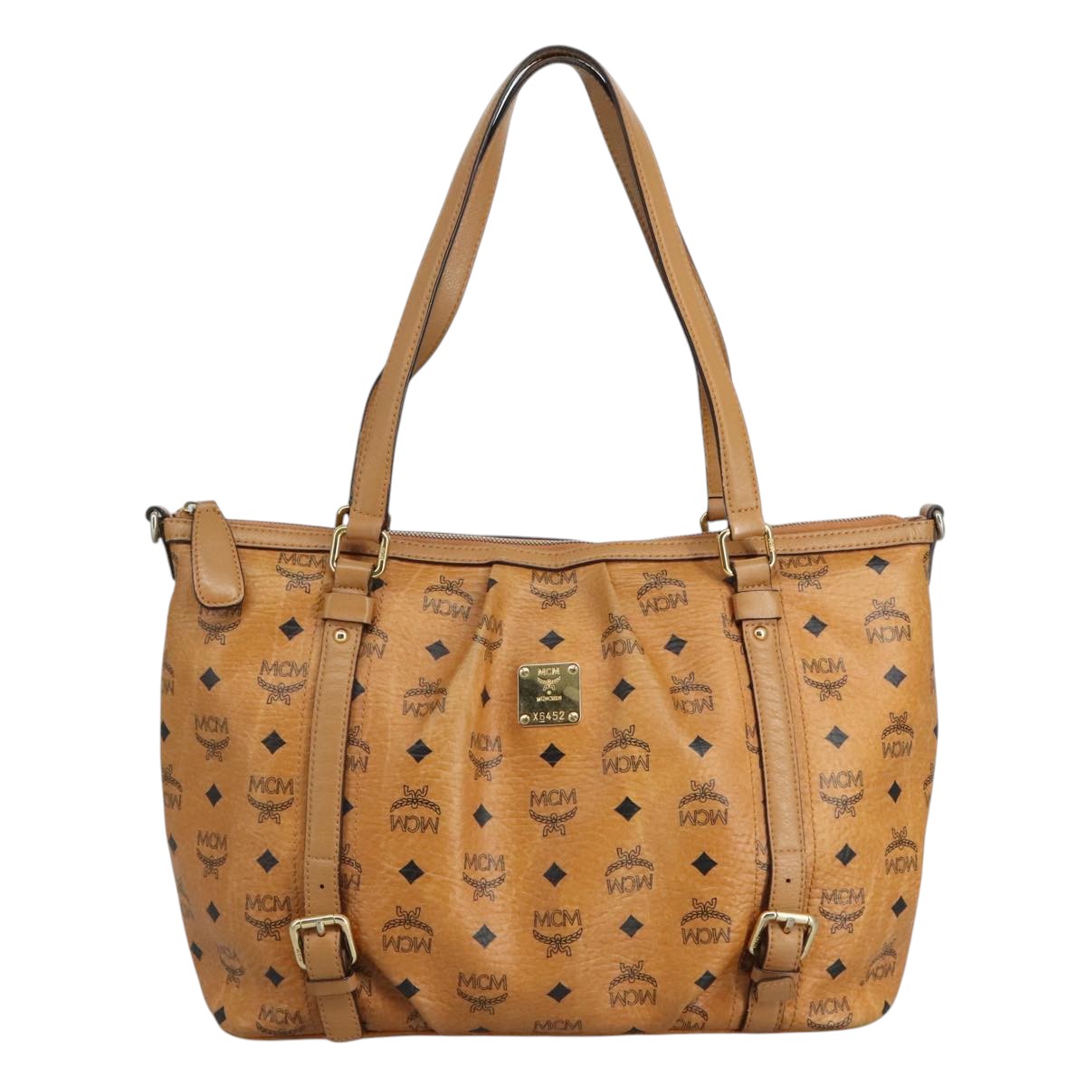 MCM Vicetos Logogram Tote Bag PVC Leather 2way Brown Auth