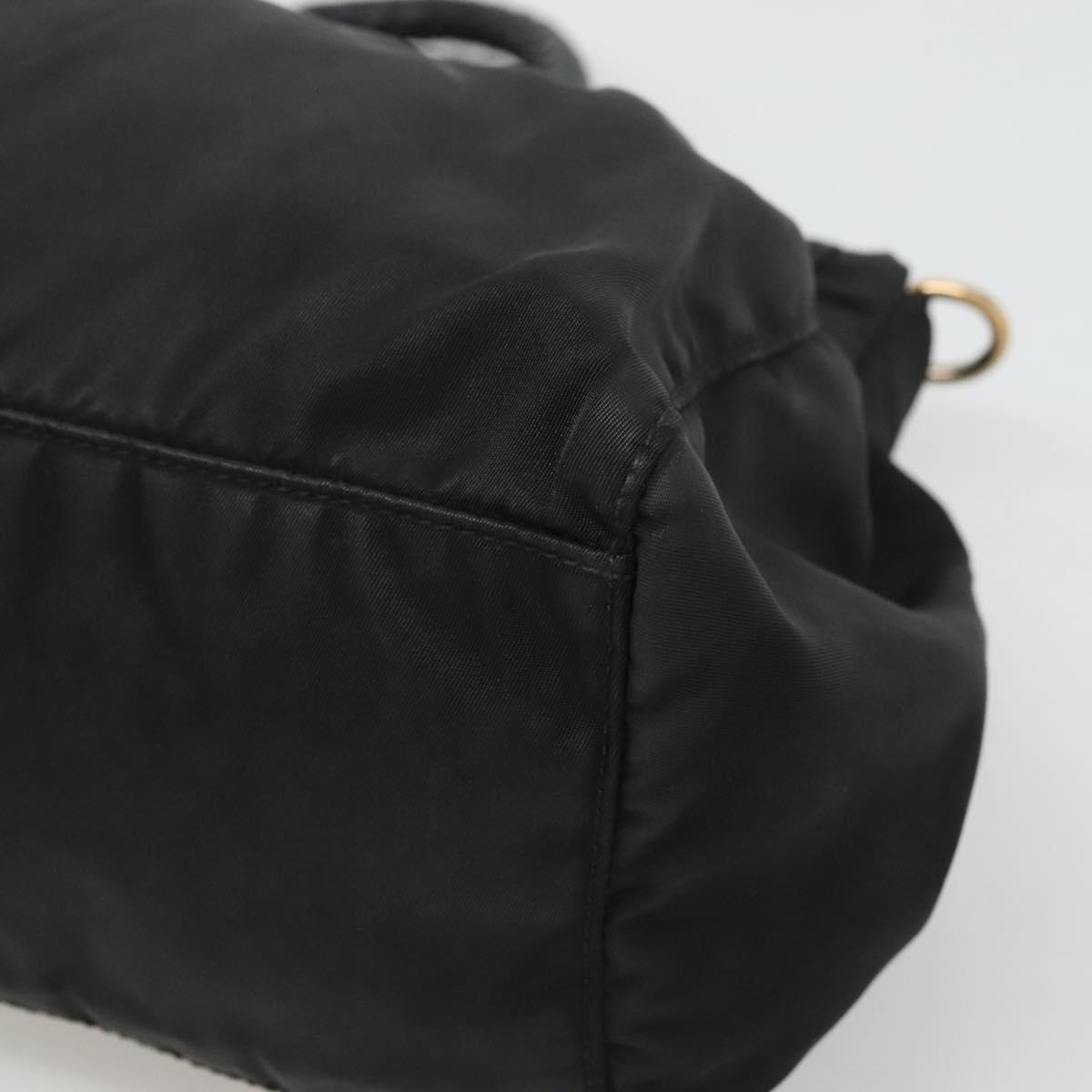 バッグ 00s PRADA Nylon Leather Hand Bag PRADA ribbon Hand Bag Nylon Leather 2way Black Gold Auth