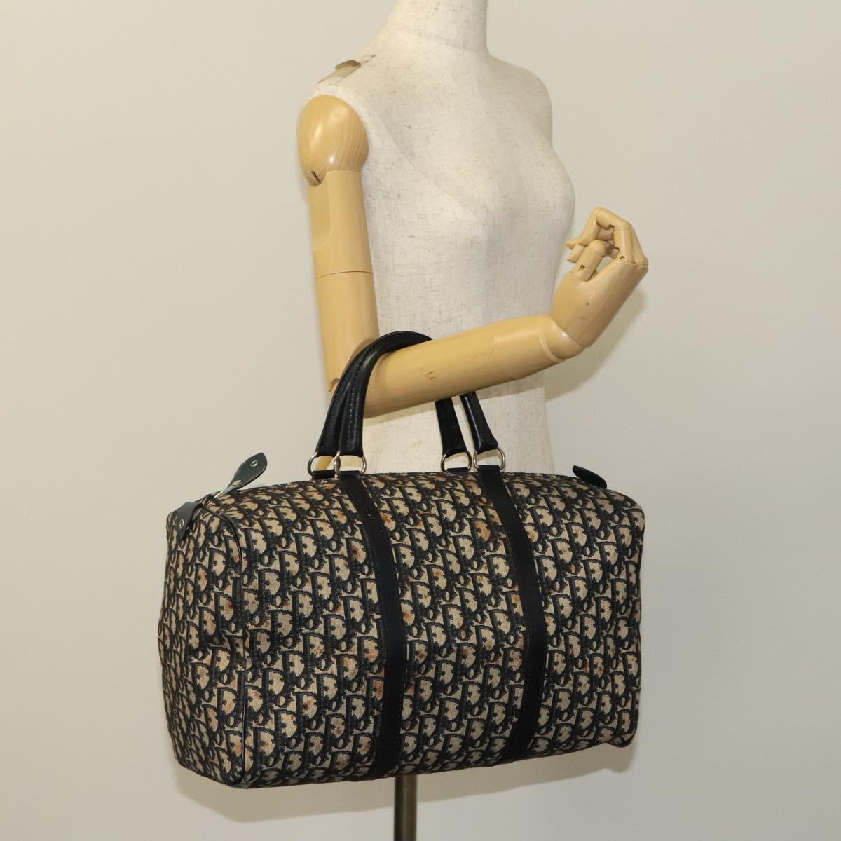 バッグ Christian Dior TROTTER MINI BOSTON BAG Christian Dior Trotter Canvas Mini Boston Bag Navy Silver Auth