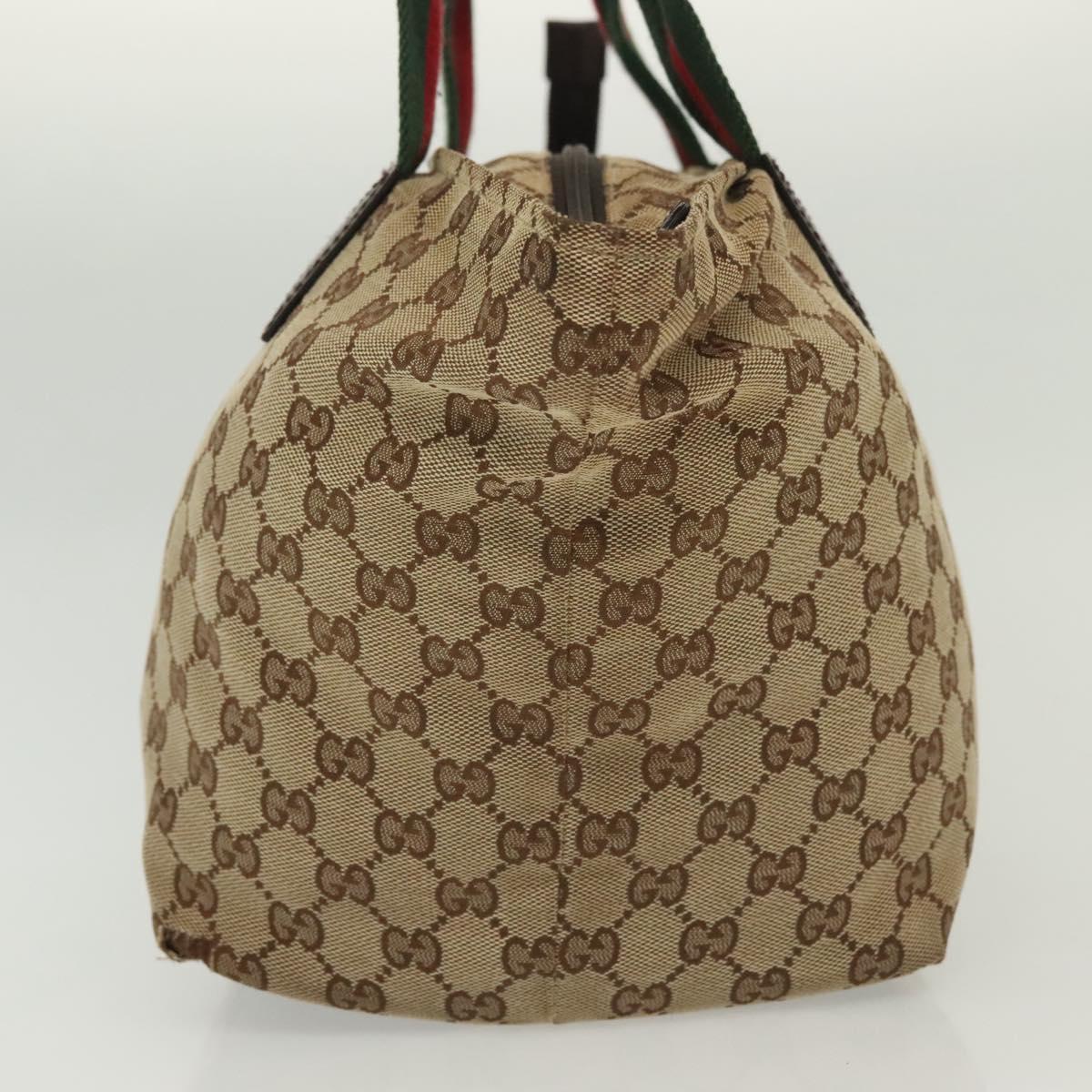 GUCCI GG Canvas Web Sherry Line Tote Bag Beige Green Red 131230