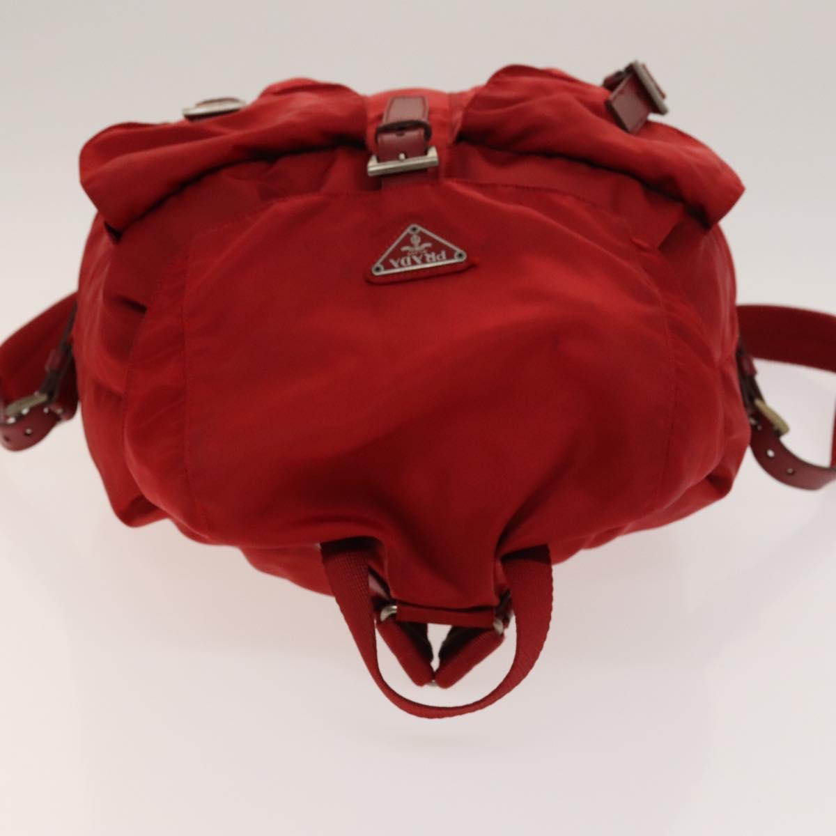 PRADA Backpack Nylon Silver Red Auth PRADA Backpack Nylon Red Silver Auth 84094 Silvery ref  main image 2