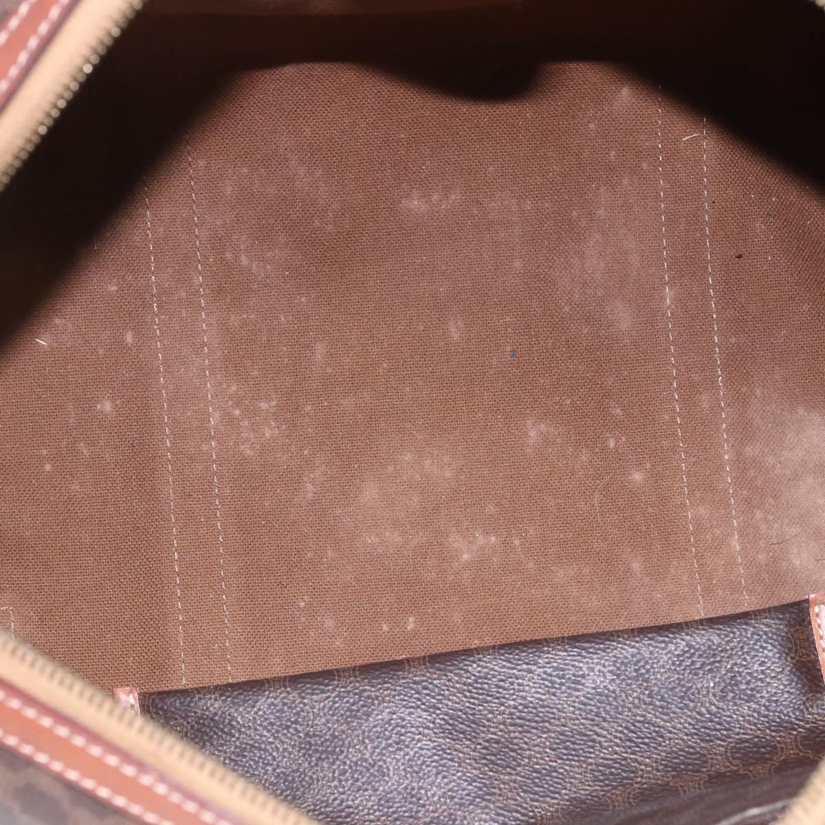 CELINE Macadam Canvas Mini Boston Bag PVC Leather Brown Auth