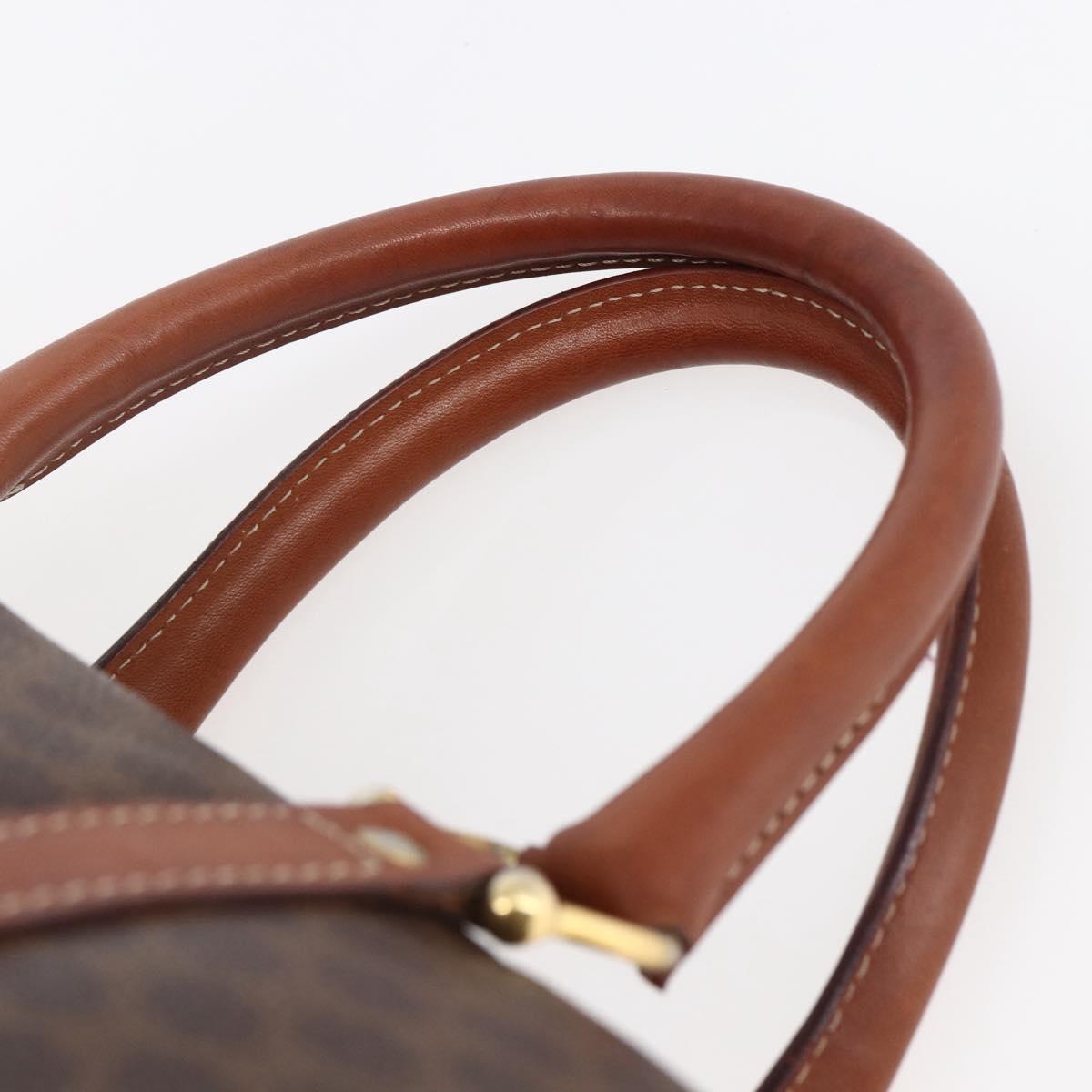 CELINE Macadam Canvas Mini Boston Bag PVC Leather Brown Auth