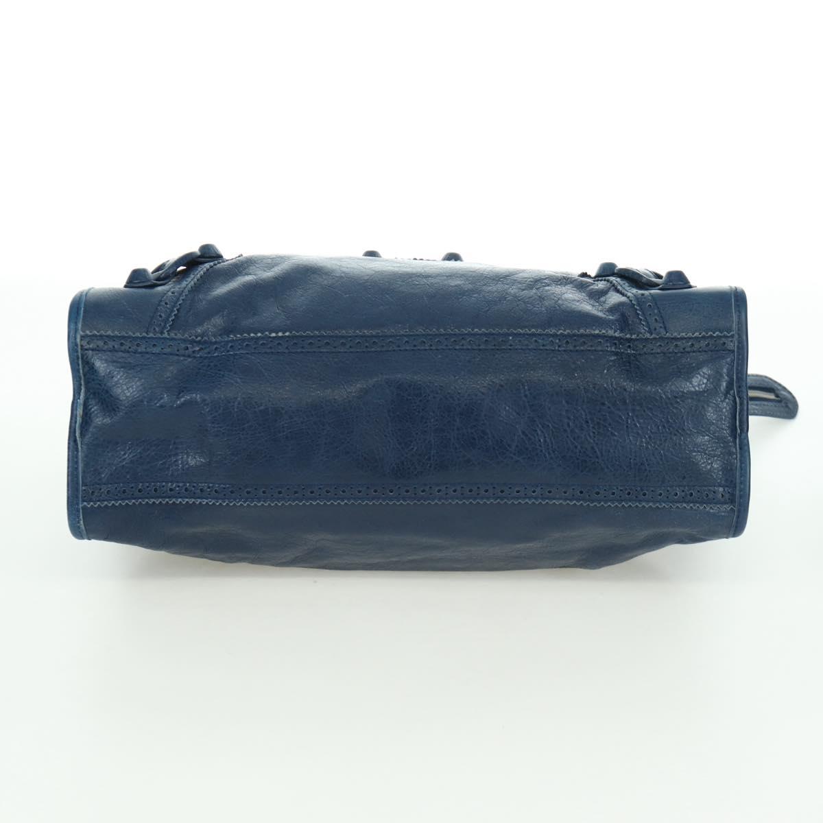 BALENCIAGA Giant City Hand Bag Leather 2way Blue Silver 258044