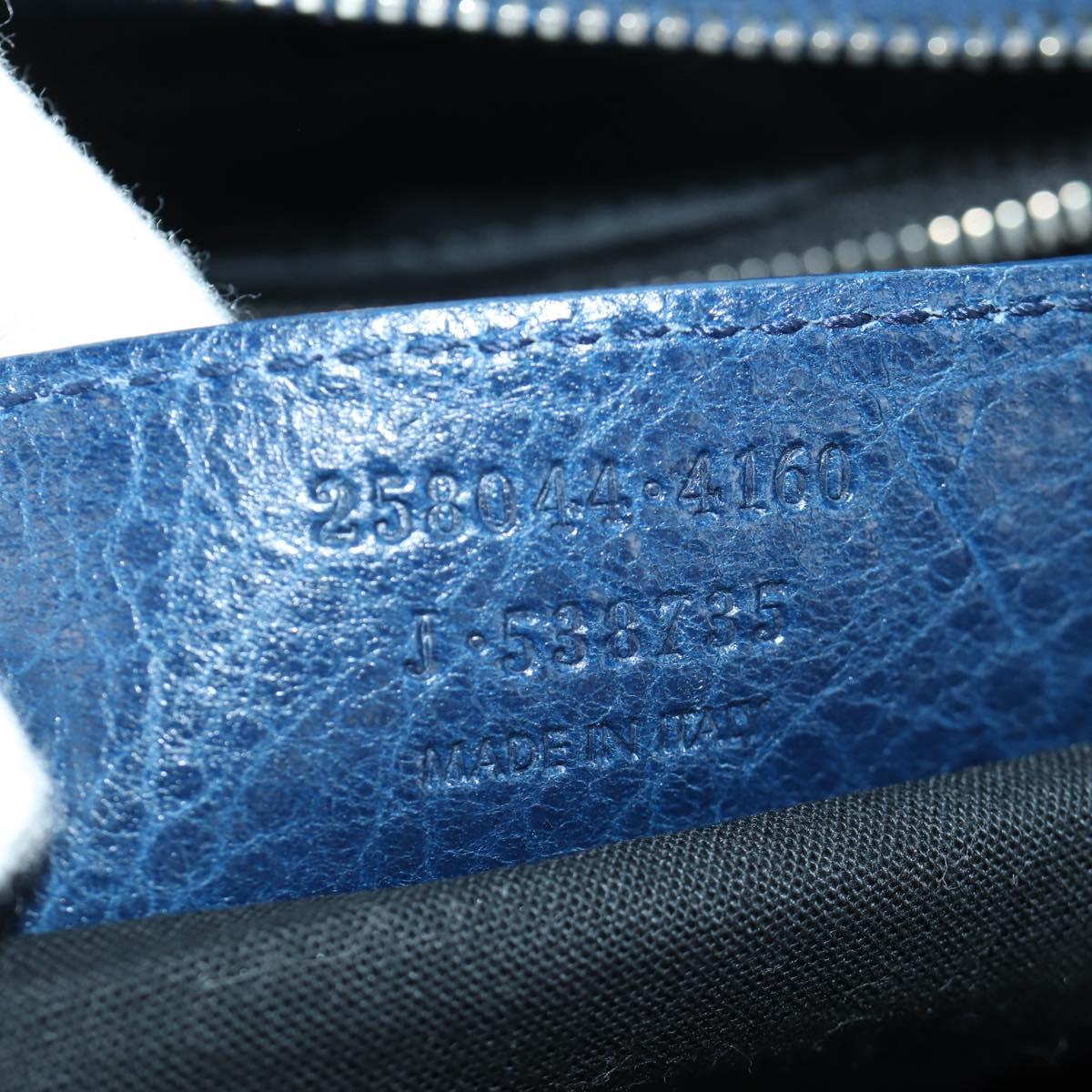 BALENCIAGA Giant City Hand Bag Leather 2way Blue Silver 258044