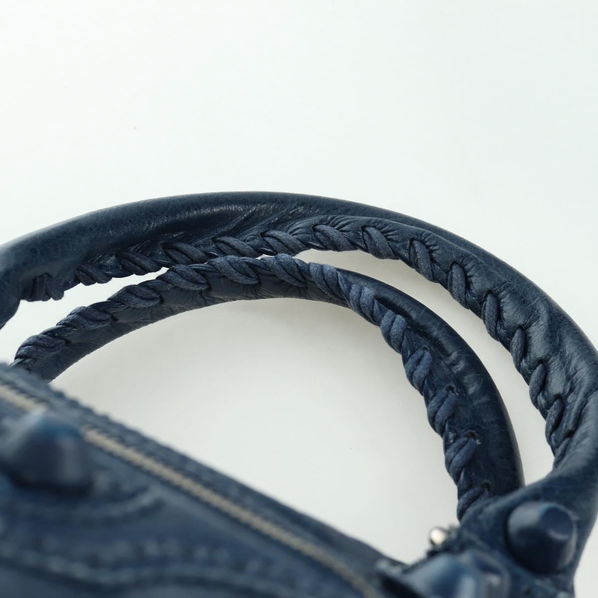 BALENCIAGA Giant City Hand Bag Leather 2way Blue Silver 258044