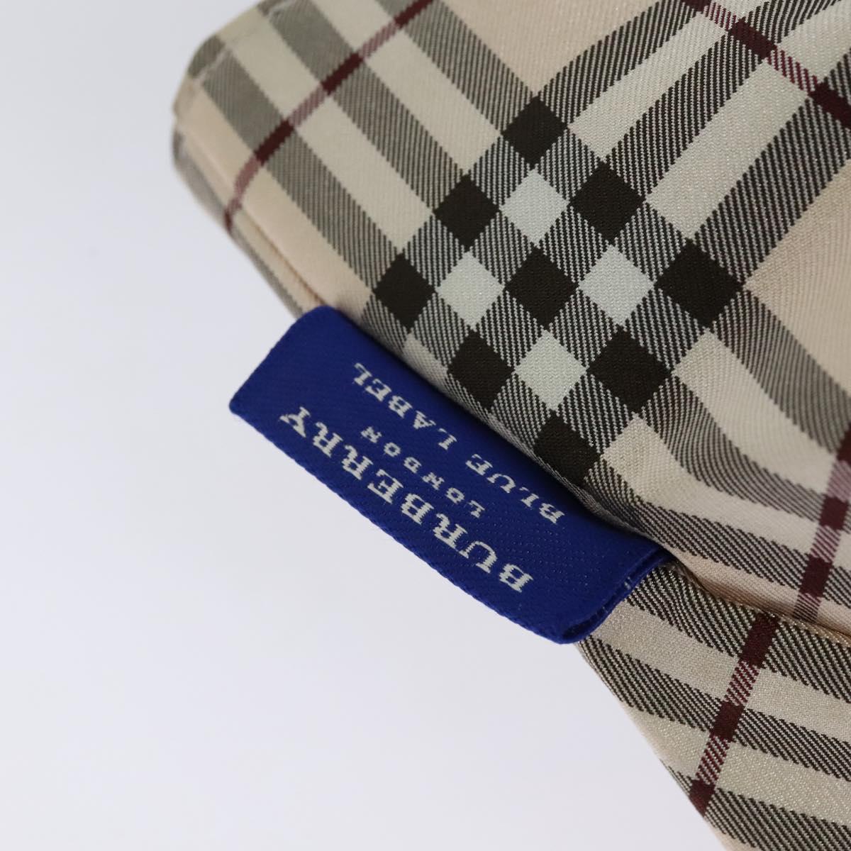 BURBERRY Nova Check Blue Label Tote Bag Nylon Beige Silver Auth
