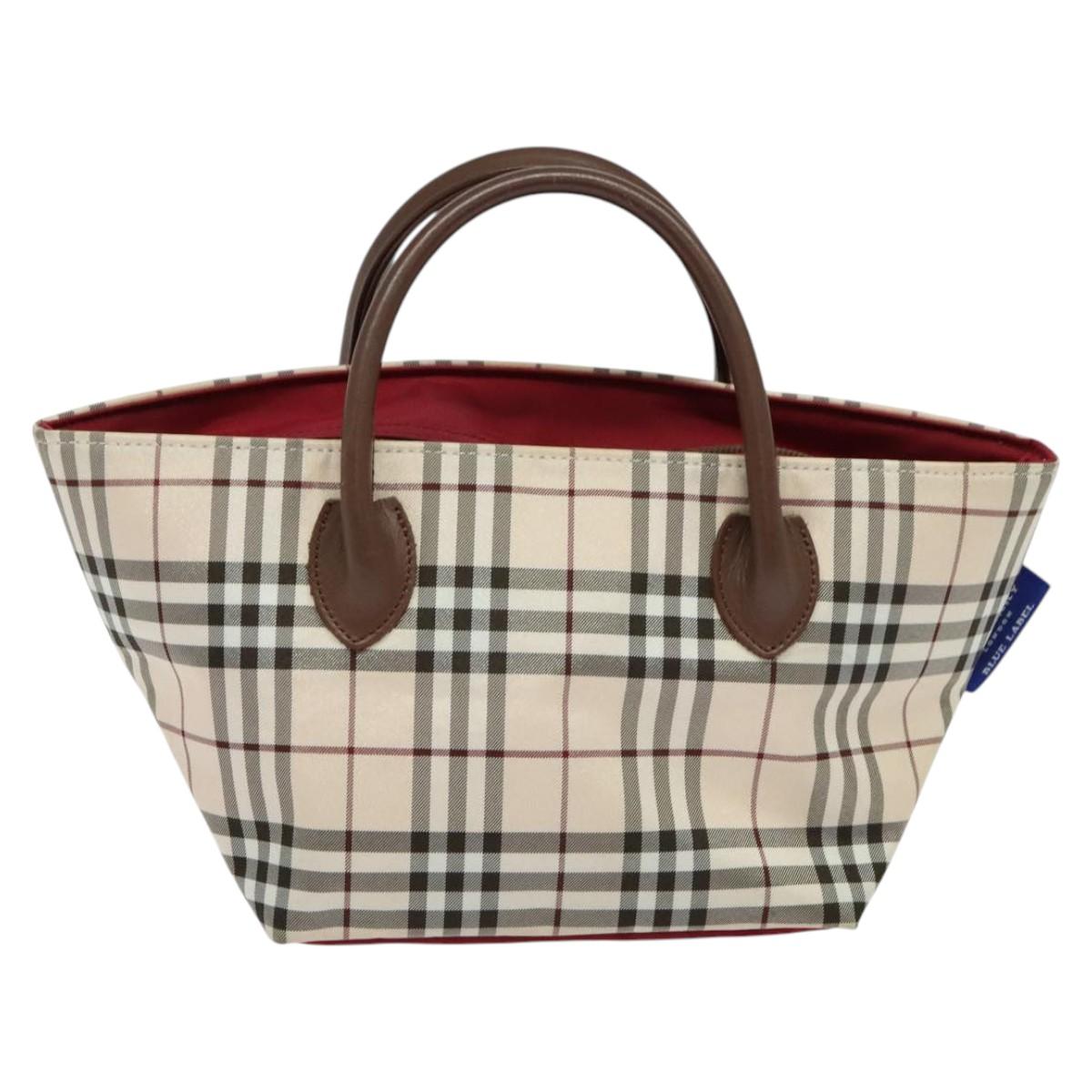 Burberry Nova Check Trimmed Nylon #279776B46B Burberrys Nova Check Blue Label Tote Bag Nylon Beige Silver  main image 2