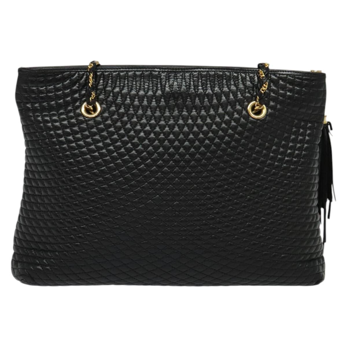 BALLY Chain Shoulder Bag Leather Black Gold Auth kk542 | eBay