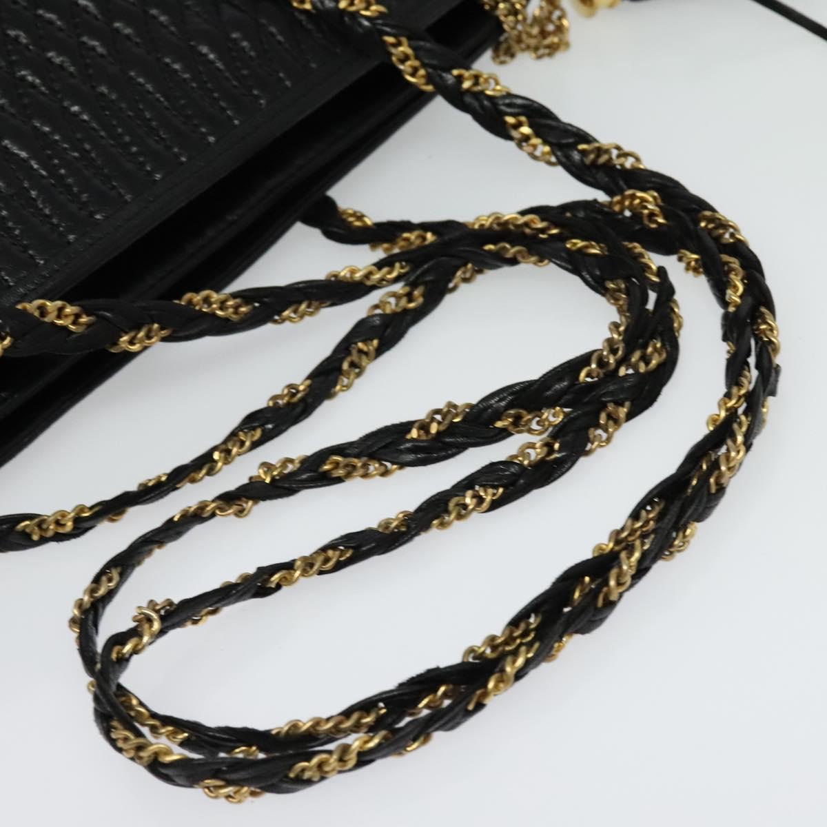 BALLY Chain Shoulder Bag Leather Black Gold Auth kk542 | eBay