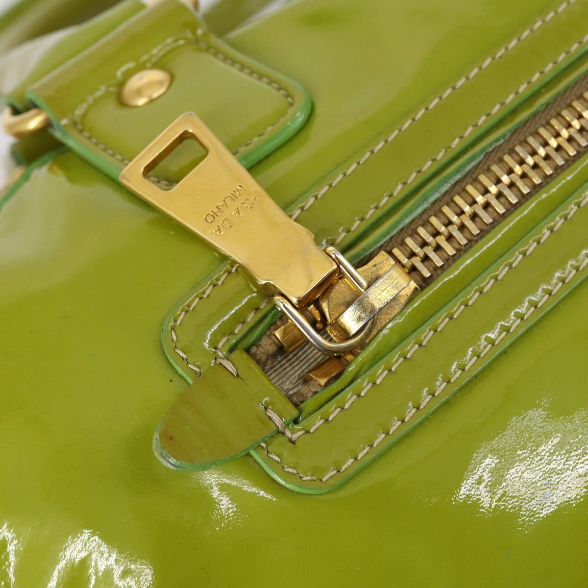 PRADA Hand Bag Enamel 2way Green Gold Auth kk555 | eBay