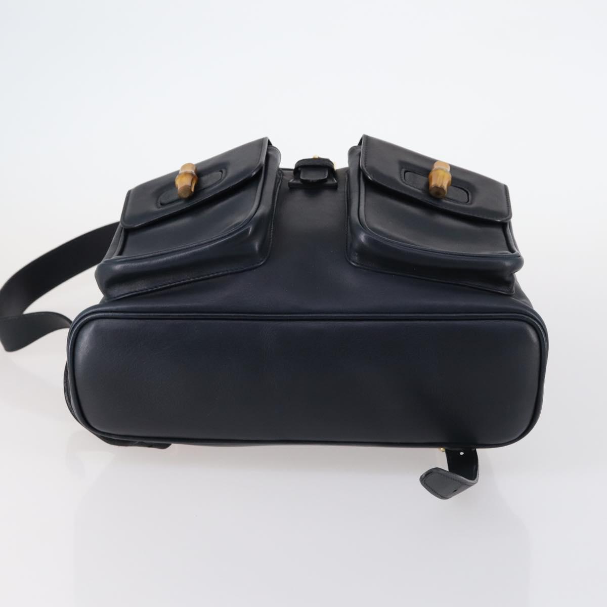 GUCCI Bamboo Backpack Leather Navy Gold 003 2058 0016 Auth 152368 GUCCI Bamboo Backpack Leather Navy Gold 003 2058 0016 Auth  main image 3