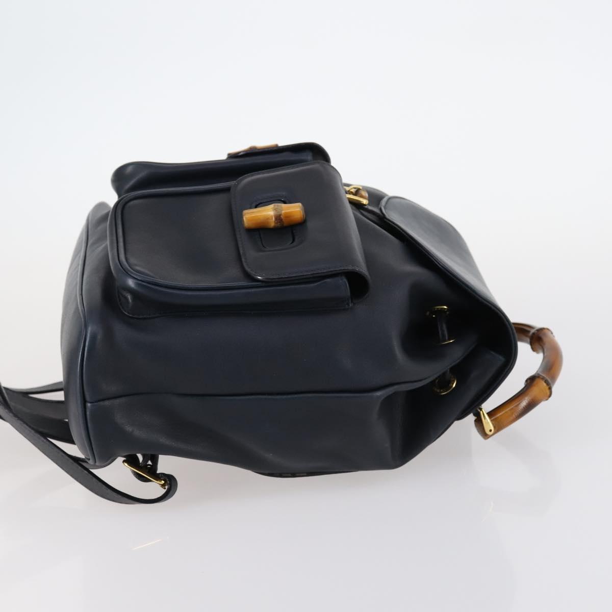 GUCCI Bamboo Backpack Leather Navy Gold 003 2058 0016 Auth 152368 GUCCI Bamboo Backpack Leather Navy Gold 003 2058 0016 Auth  main image 4
