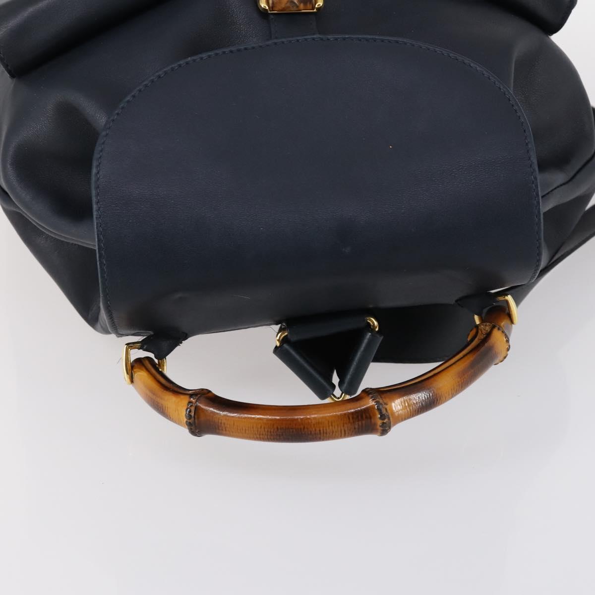 GUCCI Bamboo Backpack Leather Navy Gold 003 2058 0016 Auth 152368 GUCCI Bamboo Backpack Leather Navy Gold 003 2058 0016 Auth  main image 2