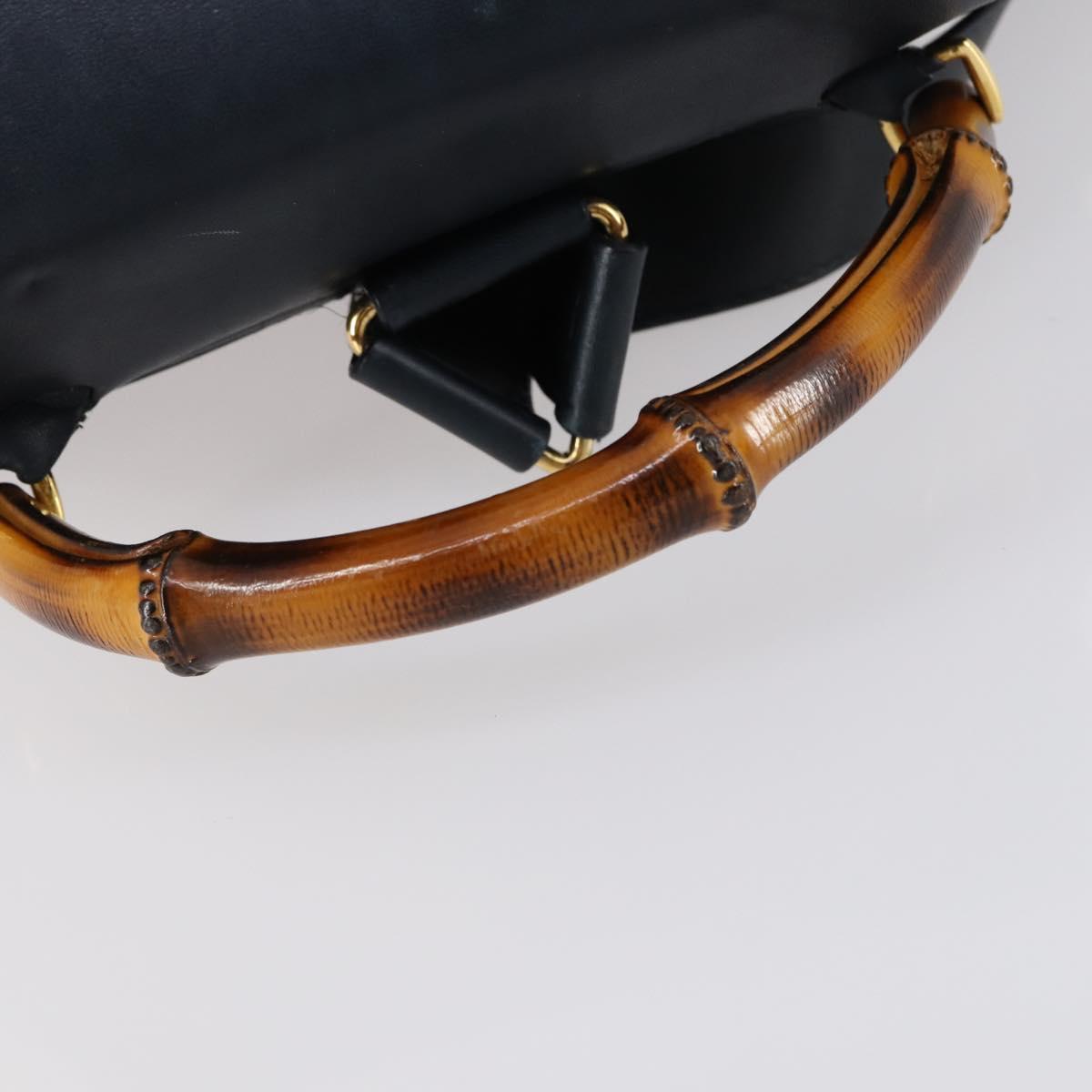 GUCCI Bamboo Backpack Leather Navy Gold 003 2058 0016 Auth 