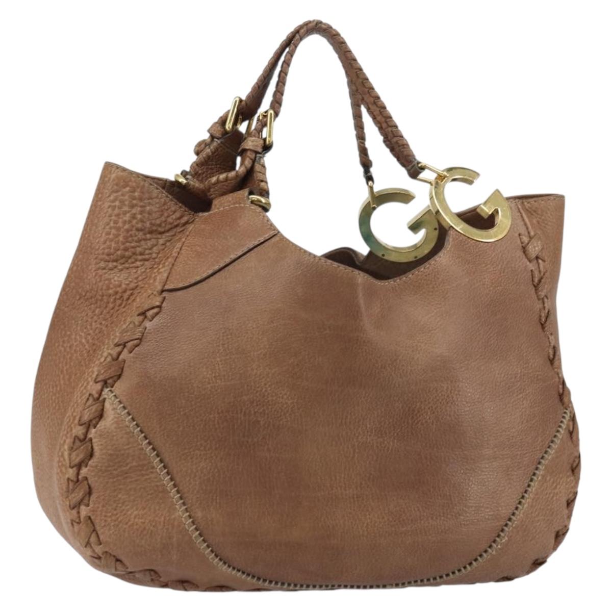 GUCCI Charlotte Hand Bag Leather Brown Gold 218782 Auth kk588 | eBay