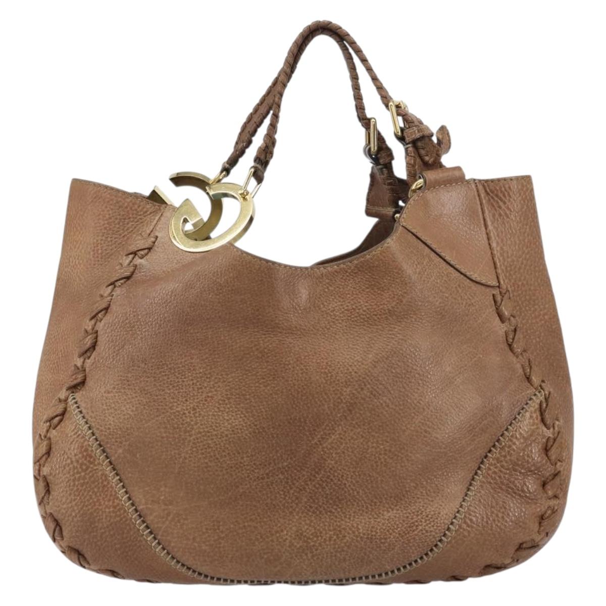 GUCCI Charlotte Hand Bag Leather Brown Gold 218782 Auth kk588 | eBay