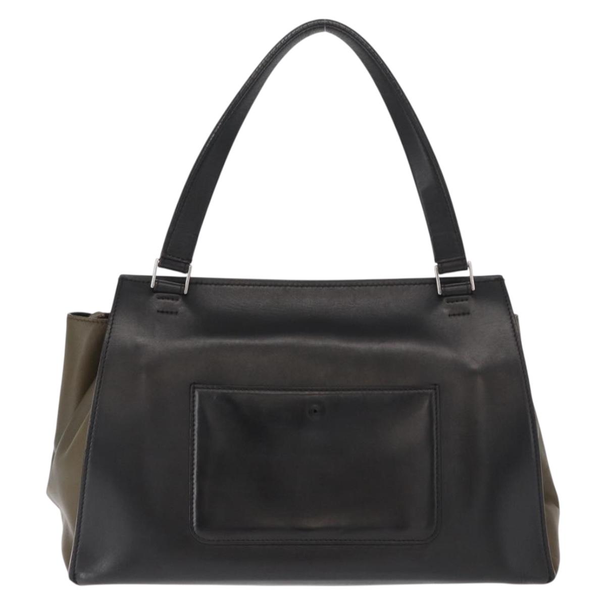 CELINE Edge Small Hand Bag Leather Pink Black khaki Auth kk608 | eBay