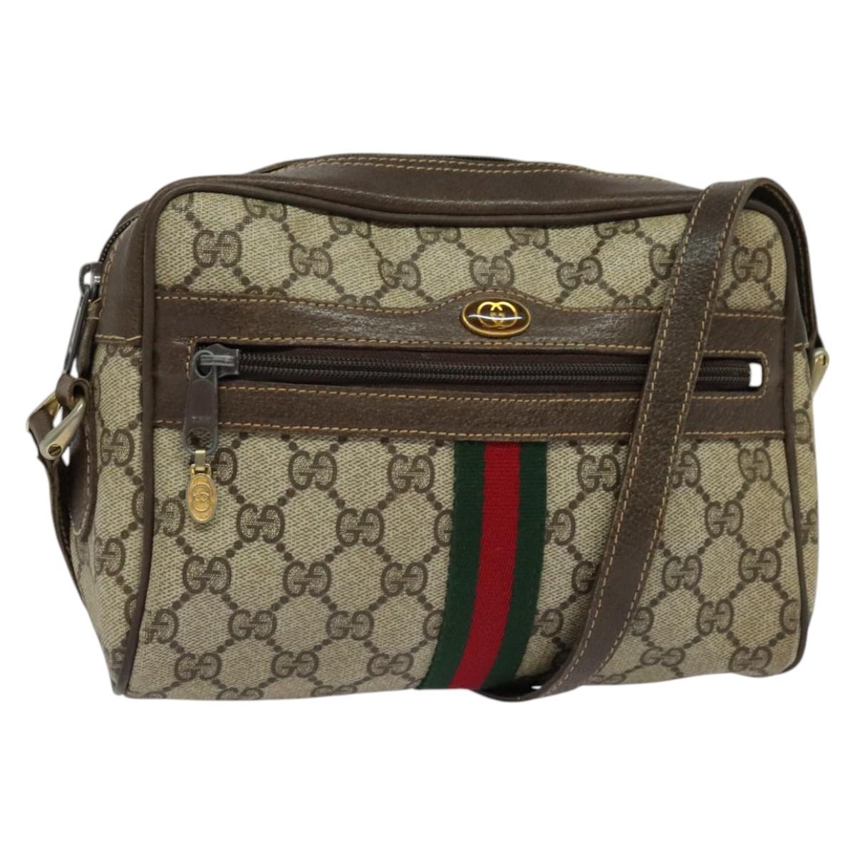 GUCCI GG Supreme Shoulder Bag PVC Beige Gold 010 378 Auth