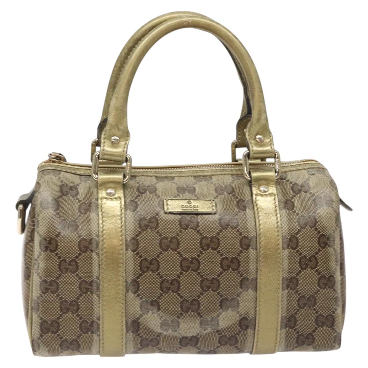 GUCCI GG Crystal Hand Bag Coated Canvas Beige Gold 193604 Auth
