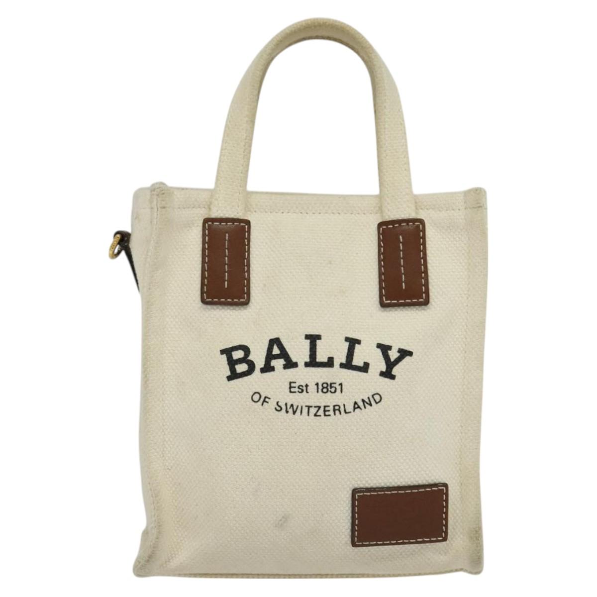 BALLY Crystalia XS Hand Bag Canvas 2way White Gold Auth mr1384 | eBay