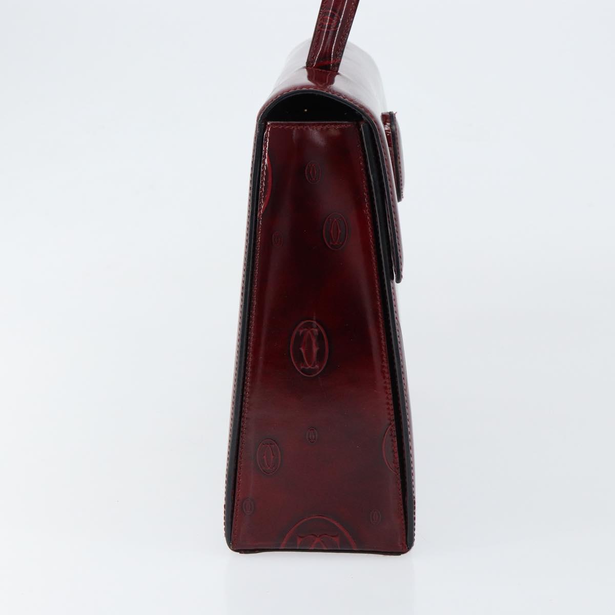 CARTIER Happy birthday Hand Bag Leather Bordeaux Gold Auth mr1544